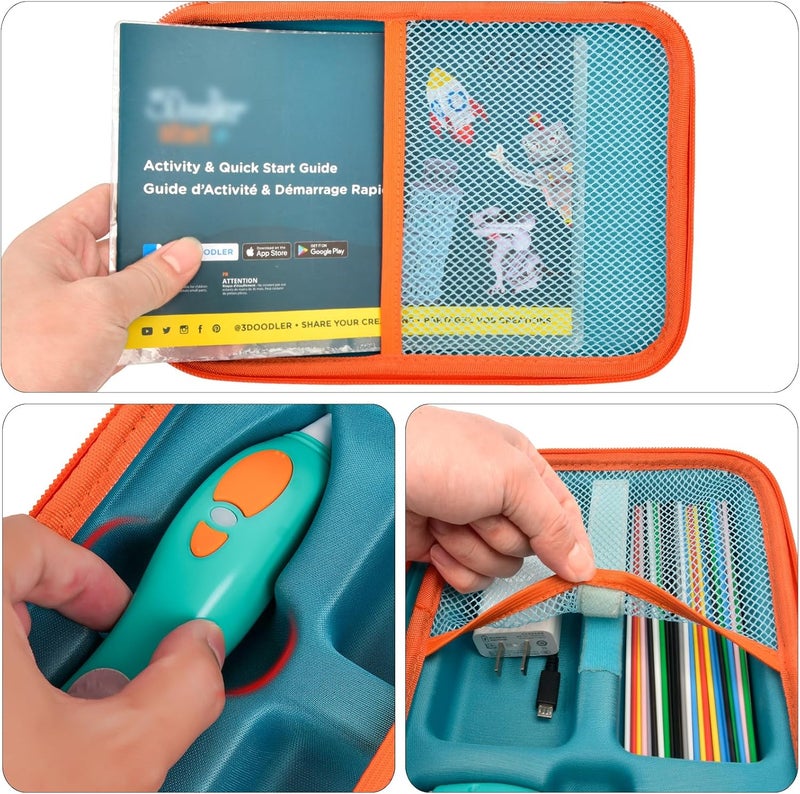 casmilee Case Compatible with 3Doodler Start+ Essentials 3D Pen Set, Art Activity Set Storage for Educational STEM Toy, Hold Plastic Filaments Strands- Green - Image 5